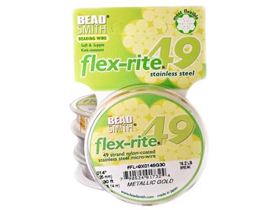 Beadsmith Flexrite, 49 Strand, Metallic Satin Gold, 0.36mm, 9.1m - Standard Bild - 2