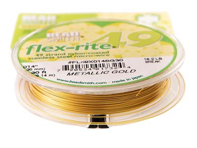 Beadsmith Flexrite, 49 Strand, Metallic Satin Gold, 0.36mm, 9.1m - Standard Bild - 4