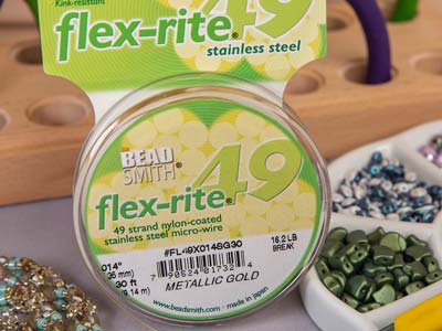 Beadsmith Flexrite, 49 Strand, Metallic Satin Gold, 0.36mm, 9.1m - Standard Bild - 7