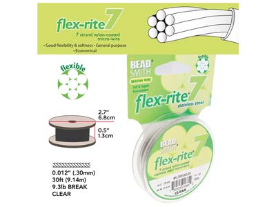 Beadsmith Flexrite, 7 Strand, Clear, 0.30mm, 9.1m - Standard Bild - 3