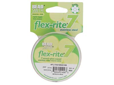 Beadsmith Flexrite, 7 Strand, Metallic Satin Gold, 0.45mm, 30.5m - Standard Bild - 1