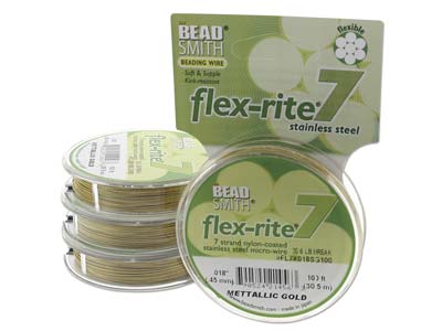 Beadsmith Flexrite, 7 Strand, Metallic Satin Gold, 0.45mm, 30.5m - Standard Bild - 2