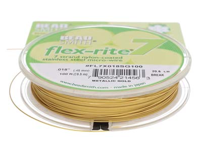 Beadsmith Flexrite, 7 Strand, Metallic Satin Gold, 0.45mm, 30.5m - Standard Bild - 4