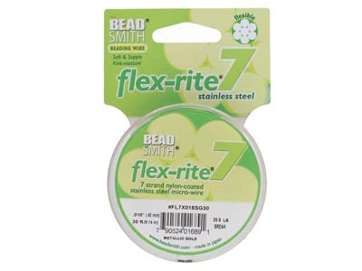 Beadsmith Flexrite, 7 Strand, Metallic Satin Gold, 0.45mm, 9.1m