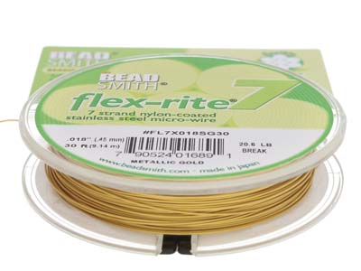 Beadsmith Flexrite, 7 Strand, Metallic Satin Gold, 0.45mm, 9.1m - Standard Bild - 4