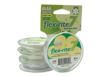 Beadsmith Flexrite Faden 7-fach, Perlmuttfarbenes Silber 0,45 Mm, 9,10meter