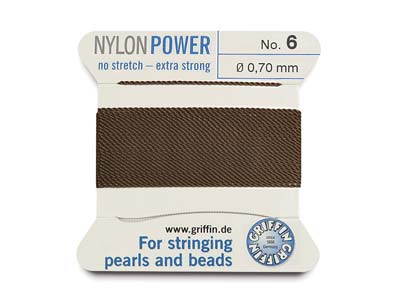 Griffin Nylon Power, Perlenband, Braun, GrÖsse 6