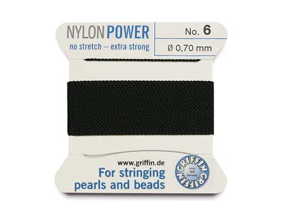 Griffin Nylon Power, Perlenband, Schwarz, GrÖsse 6