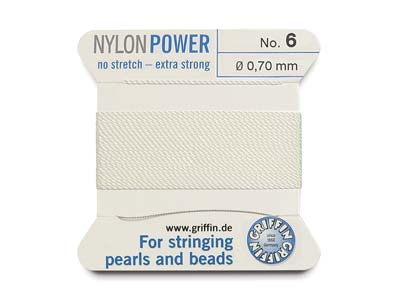 Griffin Power Nylon Kordel Nr. 6, Wei 0,70 Mm, 2 Meter
