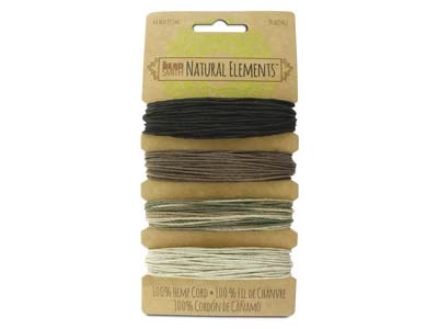 Beadsmith Natural Elements, Hanfschnur, Vier Farben, Neutral, 1,0mm