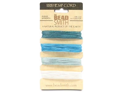 Beadsmith Natural Elements, Hanfschnur, Vier Farben, Aqua, 0,55mm