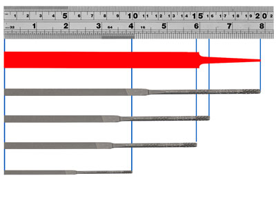 Mi Runde Feile, Spitz Zulaufend Nr. 1566, 150 MM G00, Vallorbe - Standard Bild - 5