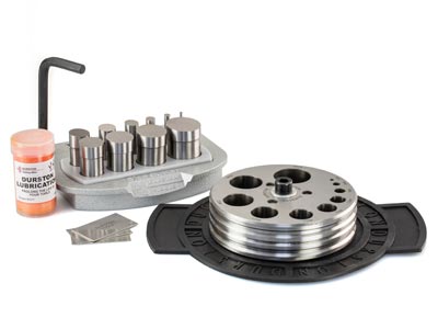 Satz Von 10 Stanzwerkzeuge Auf Sockel, Runde Form Von 3 Bis 32 Mm, Durston - Standard Bild - 2