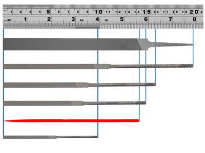 Satz Von 6 Raspelfeilen Für Wachs, 140mm Feinkörnig, Vallorbe - Standard Bild - 9