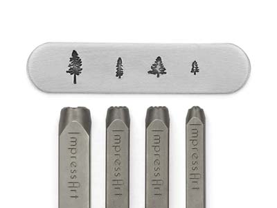 Satz Aus 4 Impressart Signature Prägestempel, Baum-motive, 6 Und 9,50 MM