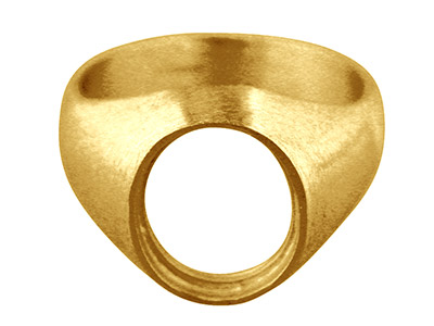 9 Kt Gelbgold, C27, Rubover-solitärring, Oval, Mit Echtheitsstempel, Steingröße 12 x 10 mm, Größe Q, Offene Rückseite - Standard Bild - 1