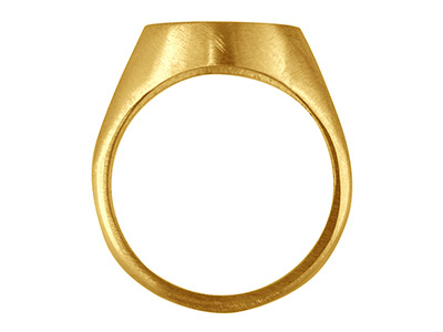 Siegelring Zum Fassen Für Ovalen Stein 12 X 10 Mm, 9k Gelbgold, Ringgröße 58 12 x 10 mm, Größe Q, Offene Rückseite - Standard Bild - 2