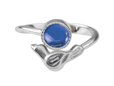 Verstellbarer Ring Mit Vogelmotiv, Zargenfassung Von 6 Mm, Silber 925 - Standard Bild - 2