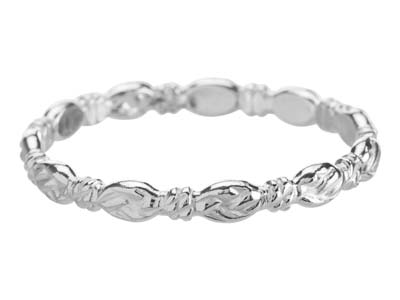 Perlenbesetzter Ring, Oval Und Scheibe Abwechselnd 2 Mm, Silber 925, Ringgröe 53