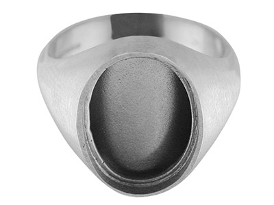 Siegelring Zum Fassen Für Ovalen Stein 16 X 12 Mm, Silber 925, Ringgröe 59 Gröe S, Fester Kopf, Hohle Ringschultern