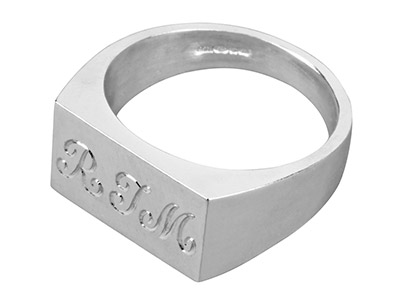 G16-initialenring Aus Sterlingsilber, Rechteckig, 17,5 x 12 mm, Mit Echtheitsstempel, Kopftiefe 5 mm, Größe R - Standard Bild - 3