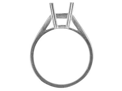 Ring Mit 4-krappenfassung Für Einenstein Im Smaragdschliff Von 8 X 6 Mm, Silber925, Ringgröße 53/54 - Standard Bild - 2