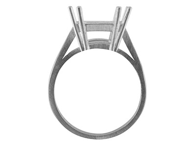 Ring Mit 4 Doppelten Krappen Für Stein Im Smaragdschliff, 12 X 10 Mm, Silber 925, Ringgröße 54 - Standard Bild - 2