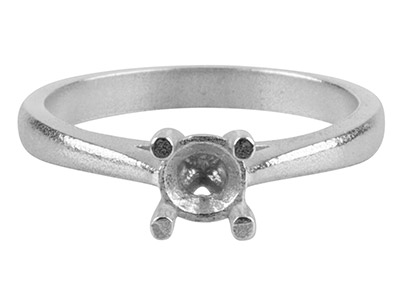 Ring Aus Sterlingsilber Mit 4 krappen Und Doppeleinfassung, Ohne Punzierung, Rund, 4,5 mm, 33 pt, Größe m - Standard Bild - 1