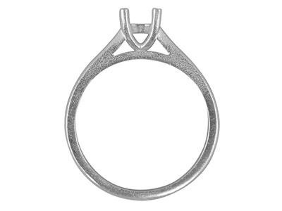 Ring Aus Sterlingsilber Mit 4 krappen Und Doppeleinfassung, Ohne Punzierung, Rund, 4,5 mm, 33 pt, Größe m - Standard Bild - 2