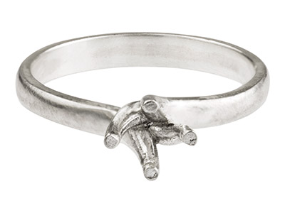 Gegossener Ring Aus Sterlingsilber, 4 krappen, Verdreht, 5,0 mm, 0,50 pt, Rund, Größe m - Standard Bild - 1