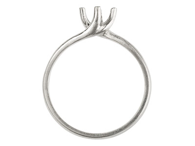 Gegossener Ring Aus Sterlingsilber, 4 krappen, Verdreht, 6,0 mm, 0,75 pt, Rund, Größe m - Standard Bild - 2