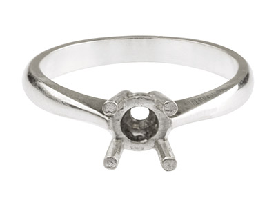 Gegossener Ring Aus Sterlingsilber Zargenfassung Mit 4krappen, Rund, 6,0mm, 0,75pt, Gröem