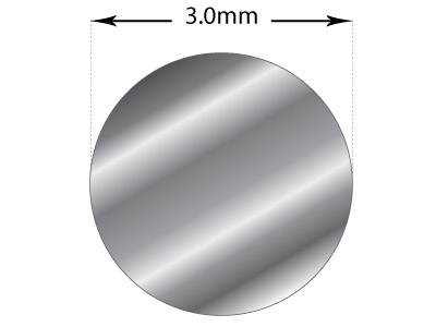 Sterlingsilberstab, 3,0 mm Durchmesser, Hart, Gerade Längen, 100 % Recyceltes Silber - Standard Bild - 2