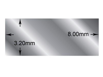 Rechteckiger Draht Aus Sterlingsilber, 8 x 3,2 mm, 100 % Recyceltes Silber - Standard Bild - 2