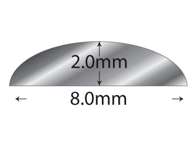 Sterlingsilberdraht, D-form, 8,00 x 2,00 mm, 2617, 100 % Recyceltes Silber - Standard Bild - 2