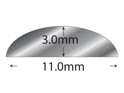 Sterlingsilberdraht In D-form, 11,00 x 3,00 mm, 2620, 45 cm Länge, 100 % Recyceltes Silber - Standard Bild - 2