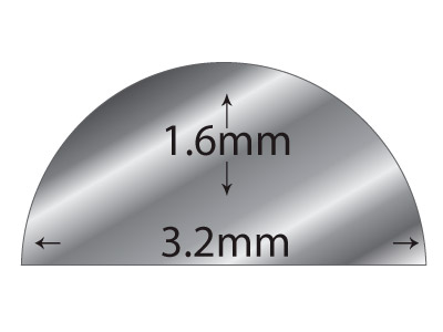 Sterlingsilberdraht, D-form, 3,20 x 1,60 mm, 100 % Recyceltes Silber - Standard Bild - 2
