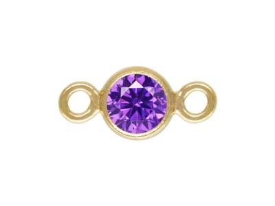 VerbindungsstÜck Mit Amethystfarbenem Kubischen Zirkon, Goldfilled, 3,0mm, Zargenfassung