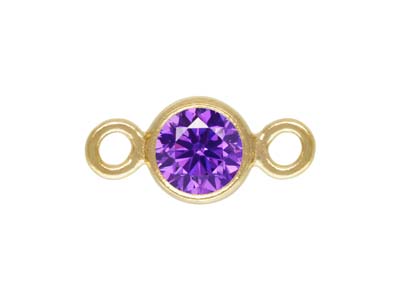 VerbindungsstÜck Mit Amethystfarbenem Kubischen Zirkon, Goldfilled, 3,0mm, Zargenfassung