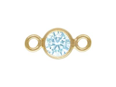 VerbindungsstÜck Mit Aquamarinfarbenem Kubischen Zirkon, Goldfilled, 3,0 mm, Zargenfassung - Standard Bild - 1