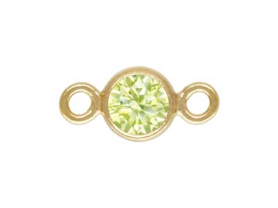 VerbindungsstÜck Mit Peridotfarbenem Kubischem Zirkon, Goldfilled, 3,0mm, Zargenfassung