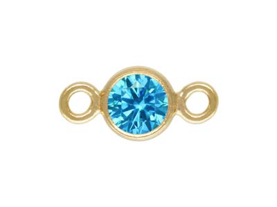 VerbindungsstÜck Mit Schweizerblauem Kubischem Zirkon, Goldfilled, 3,0 mm, Zargenfassung - Standard Bild - 1