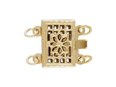 Zweireihige Schliee, Filigranes Rechteck, 10 X 7 Mm, Gold-filled