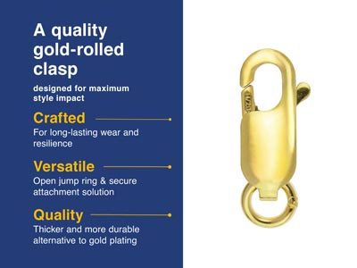 Karabiner Schließe Flach 12 MM Ringoffen, Goldfüllung - Standard Bild - 3