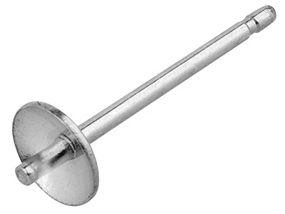 Silberbeschichteter Ohrsteckerstift Mit Schale Und Stift, 4 mm, 10er-pack - Standard Bild - 1