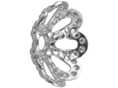 Silber Eloxierte, Filigrane Aluminium Perlenkappen, 8mm, 10er Pack