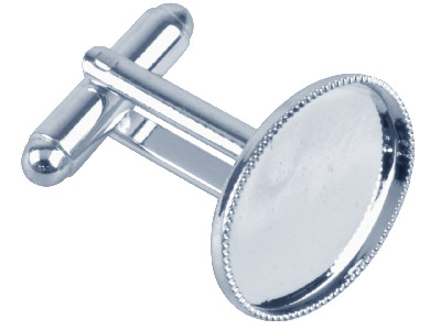 Silberbeschichteter Manschettenknopf Mit Milgrain-rand, 13x18mm, Oval, 6er-pack
