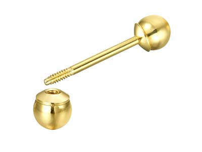 Gewindekugel-verschluss Aus Gelbgold, 9 karat, 4 mm - Standard Bild - 2