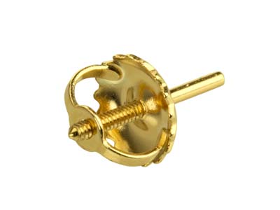 9 Kt Gelbgold-ohrmuttern Mit Stift, Verschraubt, Mittleres Gewicht, 100 % Recyceltes Gold - Standard Bild - 3