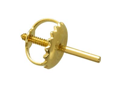 9 Kt Gelbgold-ohrmuttern Mit Stift, Verschraubt, Mittleres Gewicht, 100 % Recyceltes Gold - Standard Bild - 4